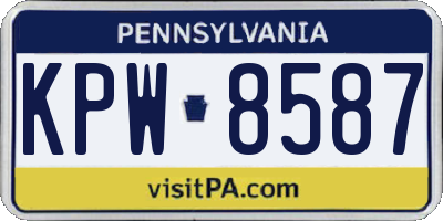 PA license plate KPW8587