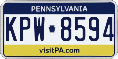 PA license plate KPW8594