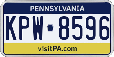 PA license plate KPW8596