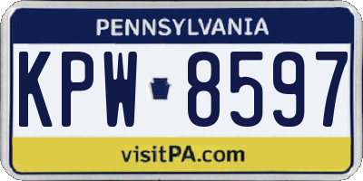 PA license plate KPW8597