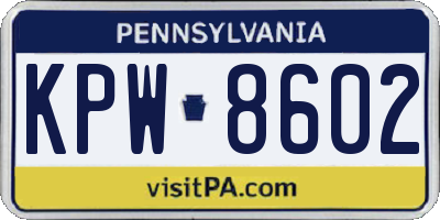 PA license plate KPW8602