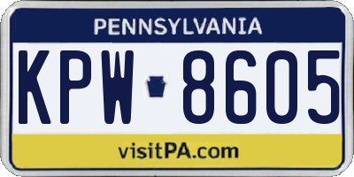 PA license plate KPW8605