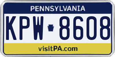 PA license plate KPW8608