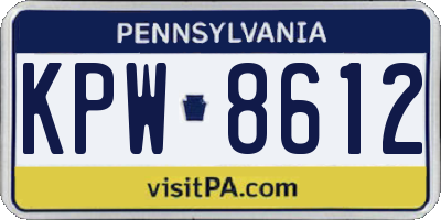 PA license plate KPW8612
