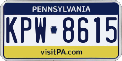 PA license plate KPW8615