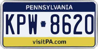 PA license plate KPW8620