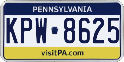 PA license plate KPW8625