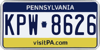 PA license plate KPW8626