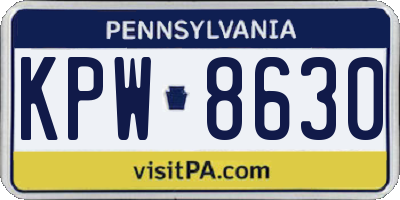 PA license plate KPW8630
