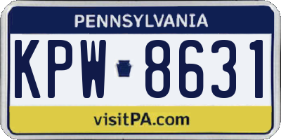 PA license plate KPW8631