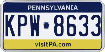 PA license plate KPW8633