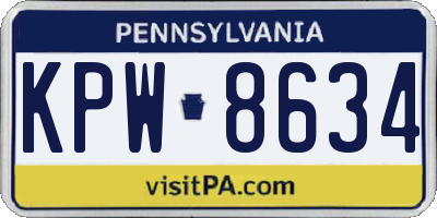 PA license plate KPW8634