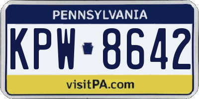 PA license plate KPW8642