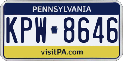 PA license plate KPW8646