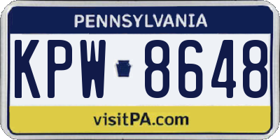 PA license plate KPW8648