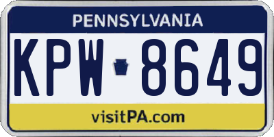 PA license plate KPW8649