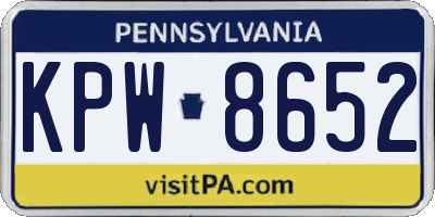 PA license plate KPW8652