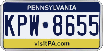 PA license plate KPW8655