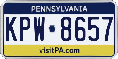 PA license plate KPW8657