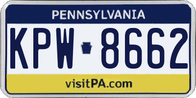 PA license plate KPW8662