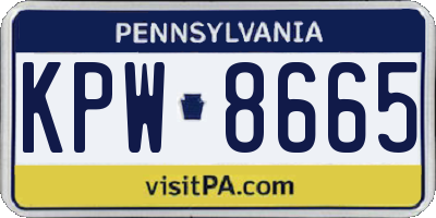PA license plate KPW8665