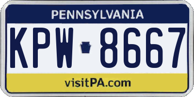 PA license plate KPW8667