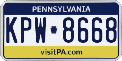 PA license plate KPW8668