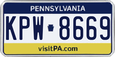 PA license plate KPW8669