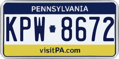 PA license plate KPW8672