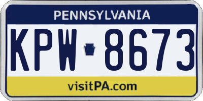 PA license plate KPW8673