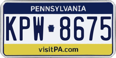 PA license plate KPW8675