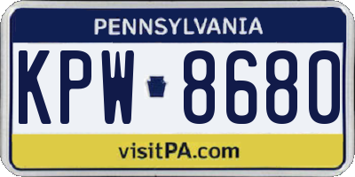 PA license plate KPW8680