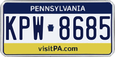 PA license plate KPW8685