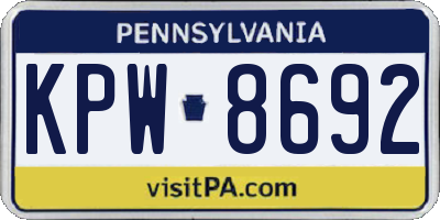 PA license plate KPW8692