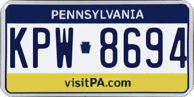 PA license plate KPW8694