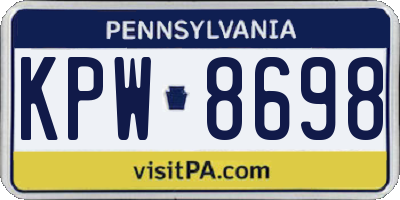 PA license plate KPW8698