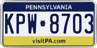 PA license plate KPW8703