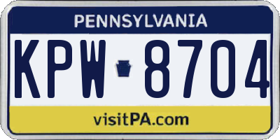 PA license plate KPW8704