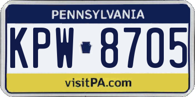 PA license plate KPW8705