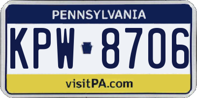 PA license plate KPW8706