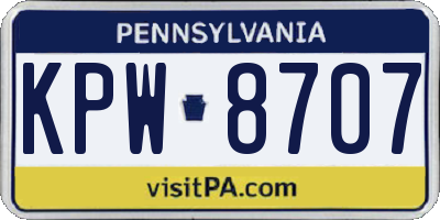 PA license plate KPW8707