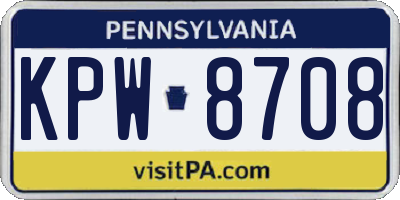 PA license plate KPW8708