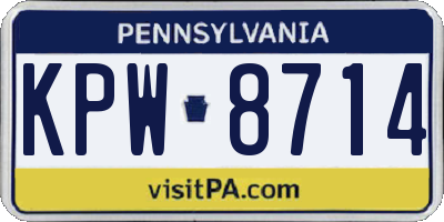 PA license plate KPW8714