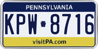PA license plate KPW8716
