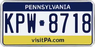 PA license plate KPW8718