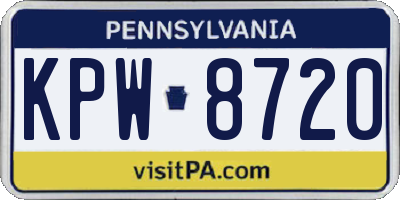 PA license plate KPW8720