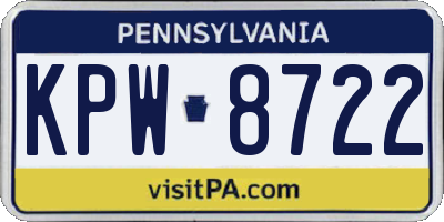 PA license plate KPW8722