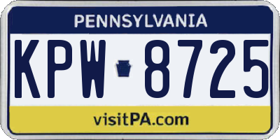 PA license plate KPW8725