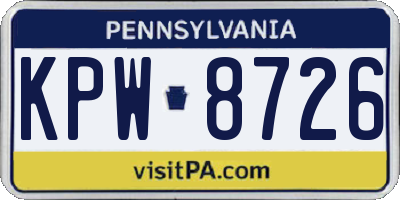 PA license plate KPW8726