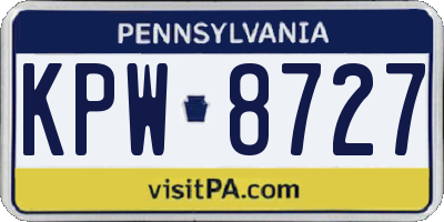 PA license plate KPW8727